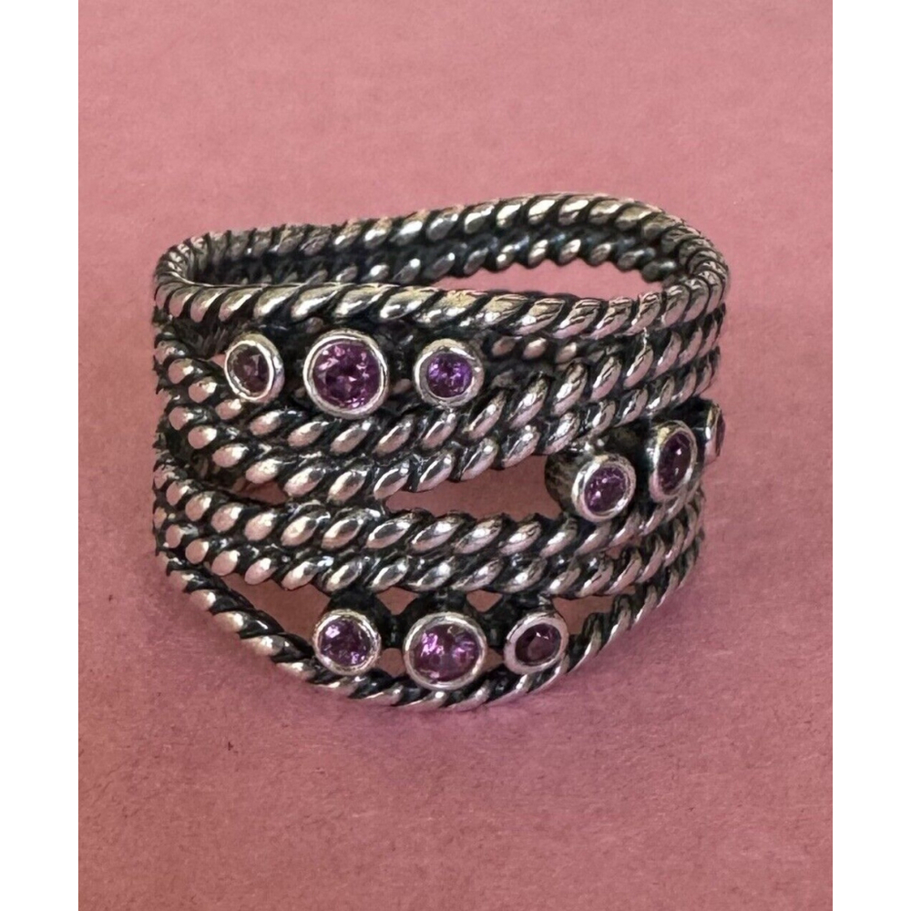 Pandora Sterling Silver Hidden Romance with Rhodolite Ring Size: 5